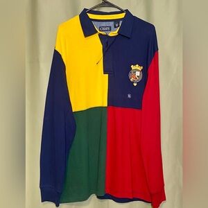 Vintage Chaps Ralph Lauren Rugby Polo Logo Crest Shirt Colorblock Men’s  XL